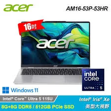 Acer 宏碁 Aspire Lite 16吋輕薄AI效能筆電 銀色 (Core Ultra 5 115U/16G DDR5/512G PCIe SSD/保固2年/AM16-53P-50R0) ACERAM1653P50R0